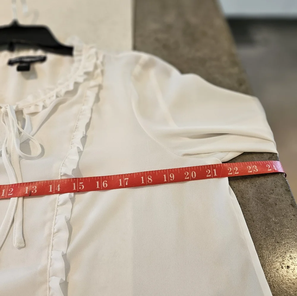 Ruffle accented, tie neck blouse - Picture 4 of 7
